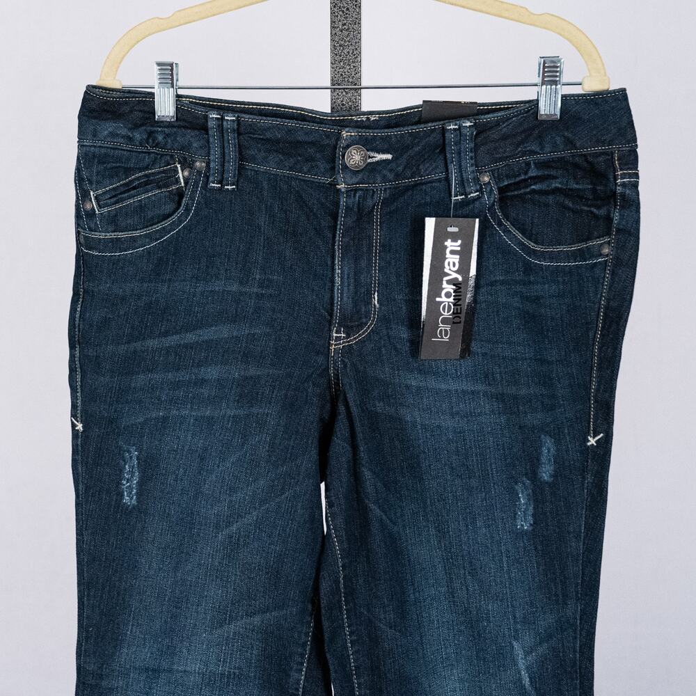 Lane Bryant Simply Straight Jeans Right Fit Technology Size 14 Petite Dark Wash